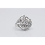 18Ct White Gold Ladies Cluster Ring, Set With 2.25 Carats Of Natural Diamonds, Clarity- I1,