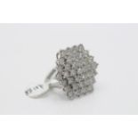 9ct White Gold Ladies Large Diamond Cluster Ring