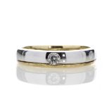 9ct Yellow White Single Stone Rub Over Set Diamond Ring