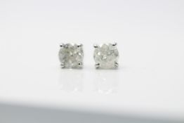 18ct White Gold Ladies Diamond Solitaire Earrings, Total Diamond Weight- 2.10 Carat, Clarity- I2,