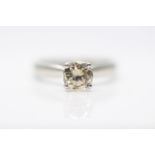 Platinum Diamond Ring, Set With One 1.00 Carat Diamond Solitaire, Clarity- I1, Colour- O, Includes