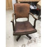 Globe Wernicke Solid Oak ‘Banker’s’ Chair, c1930s