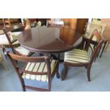 Edwardian inlaid dining table with four chairs