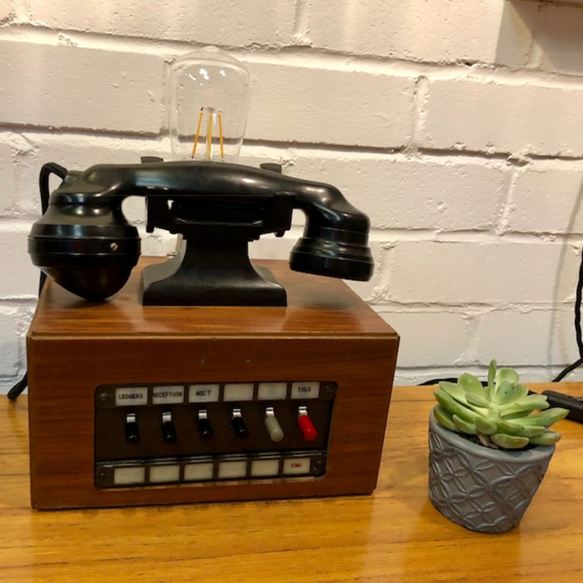 Vintage Wood & Bakelite Telephone Exchange, c1950s