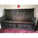 Hand carved settle
