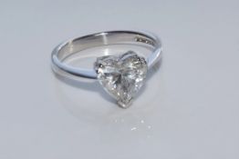 Heart cut diamond ring mounted on 18ct white gold band