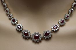 9ct yellow Gold Diamond and Ruby Necklace.