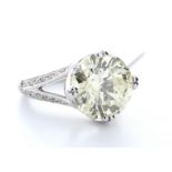 18ct White Gold Single Stone Claw Set With Stone Set Shoulders Diamond Ring (6.00 CENTRE STONE)