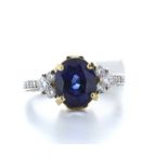 18ct White Gold Single Stone 4.85 Carat Sapphire Claw Set With Stone Set Shoulders Diamond Ring