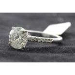 18ct White Gold Single Stone With Stone Set Shoulders Diamond Ring (2.71) 2.88