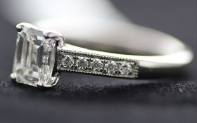Platinum Single Stone Emerald Cut Diamond Ring 1.04