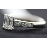 Platinum Single Stone Emerald Cut Diamond Ring 1.04