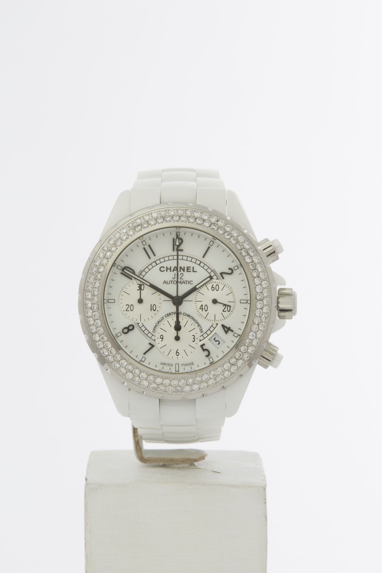 Chanel J12 Diamond Chronograph White Ceramic - H1007