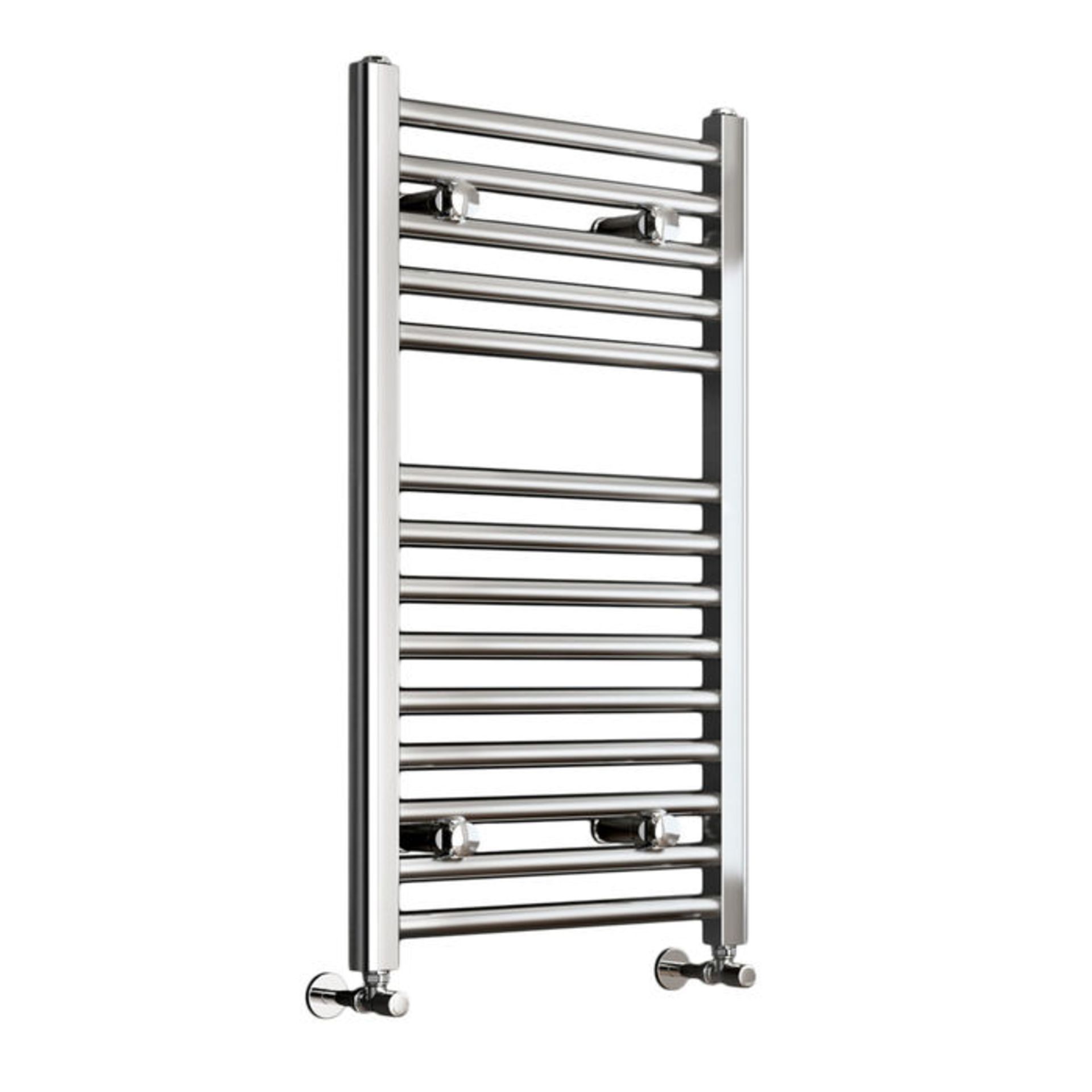 (K68) 800x450mm - 25mm Tubes - Chrome Heated Straight Rail Ladder Towel Radiators. This premium - Image 3 of 5