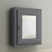 (K29) 500mm Cambridge Midnight Grey Single Door Mirror Cabinet. Traditional aesthetic offers a