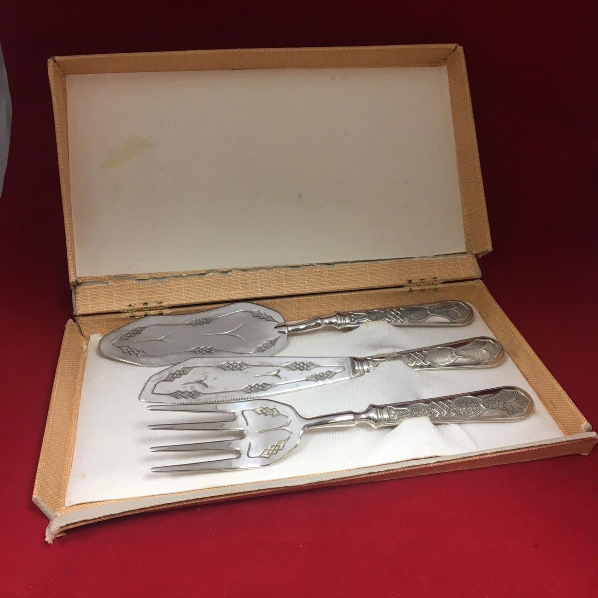 Art Nouveau Classic Continental Silver (Marked 800) Cake Serving Cutlery Set - Image 2 of 5