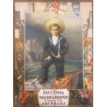Original Antique C19th Advertising Poster 1885 Sailor Boy Maritime Nautical Ship