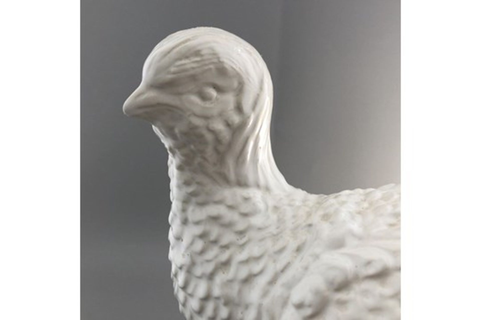 Large Vintage signed Tingewick Pottery Pheasant Bird Statue - White Glazed - Image 6 of 7