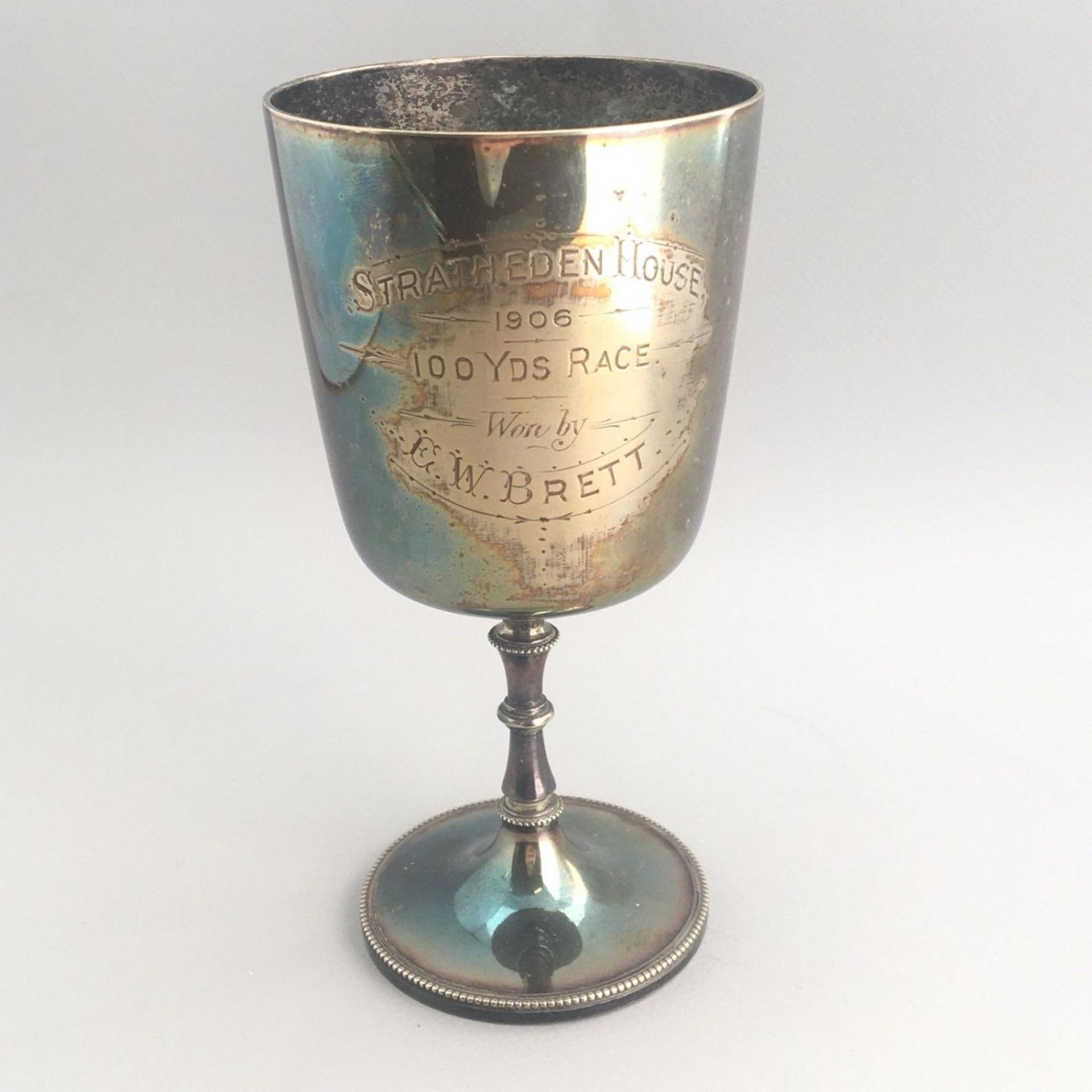 Antique Edwardian English Silver Plated Goblet - Stratheden House - 1906