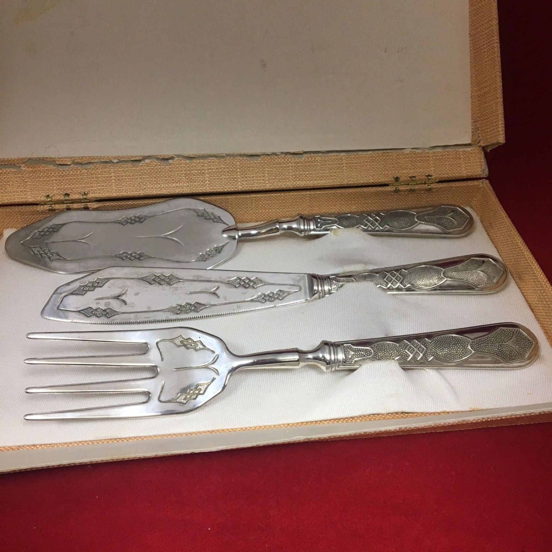 Art Nouveau Classic Continental Silver (Marked 800) Cake Serving Cutlery Set