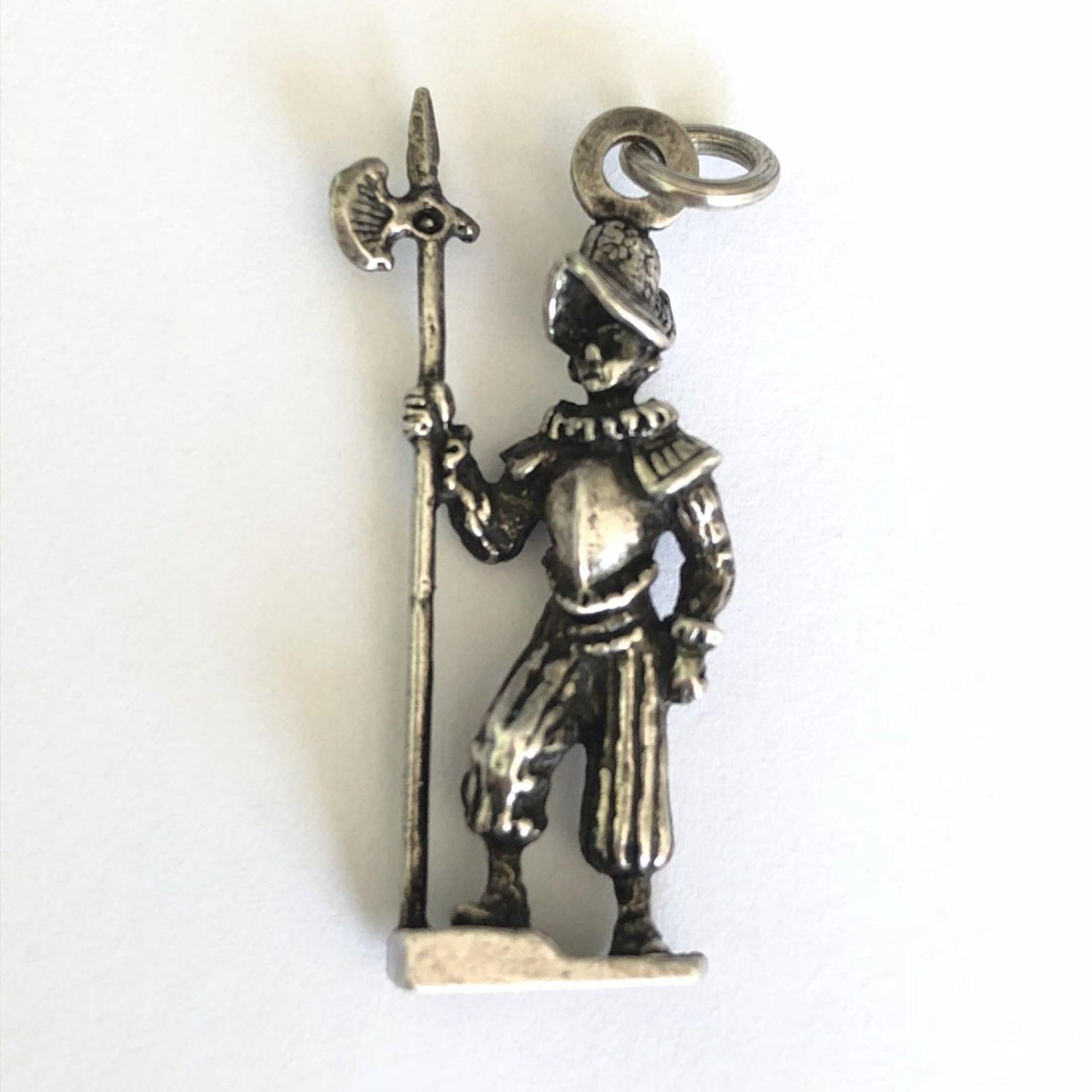 Vintage Designer Italian 800 Silver Pendant of a Knight / Soldier by UnoAErre