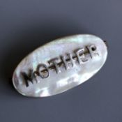 Original Antique Carved Mother of Pearl Oval Shell Gift for Mum Brooch