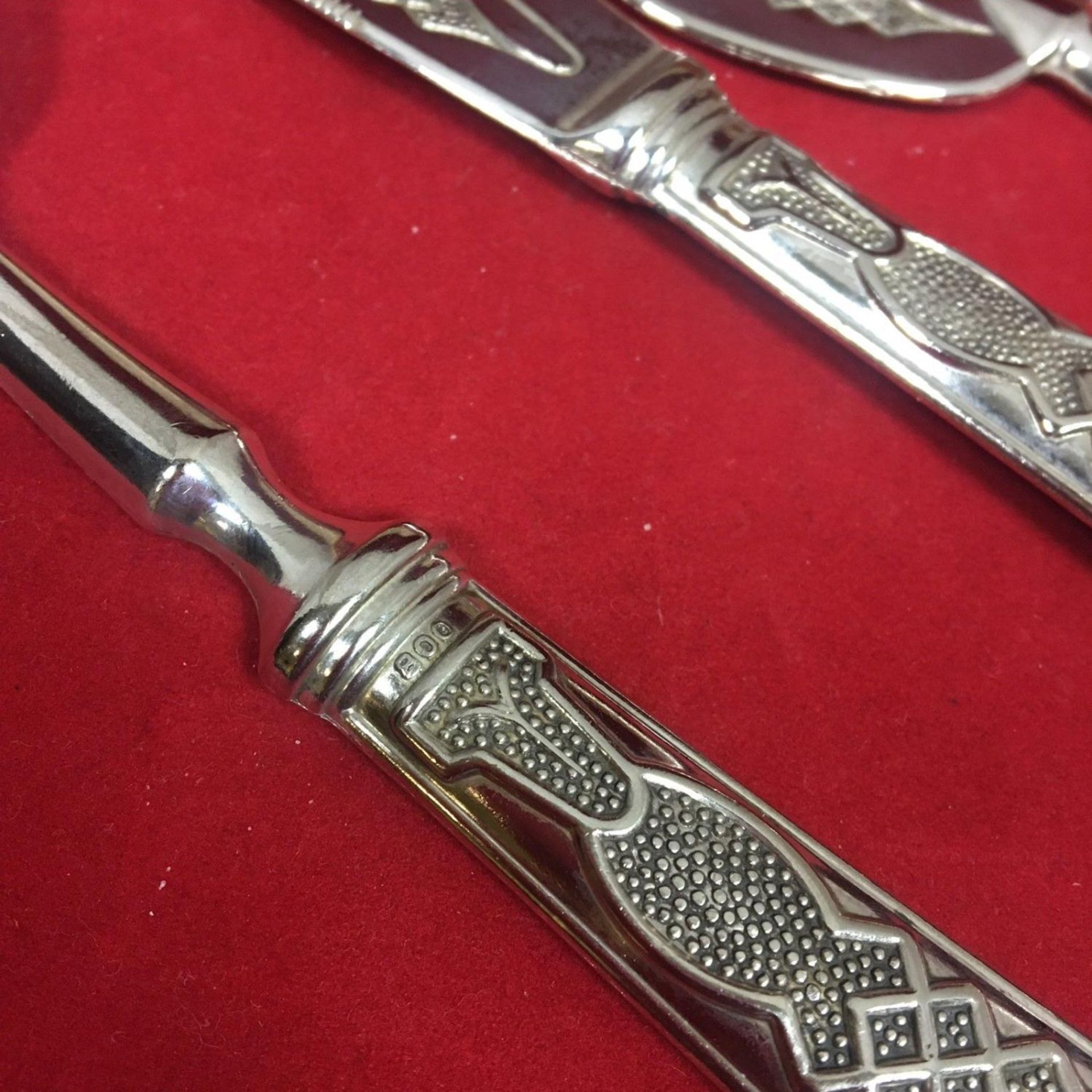 Art Nouveau Classic Continental Silver (Marked 800) Cake Serving Cutlery Set - Image 5 of 5
