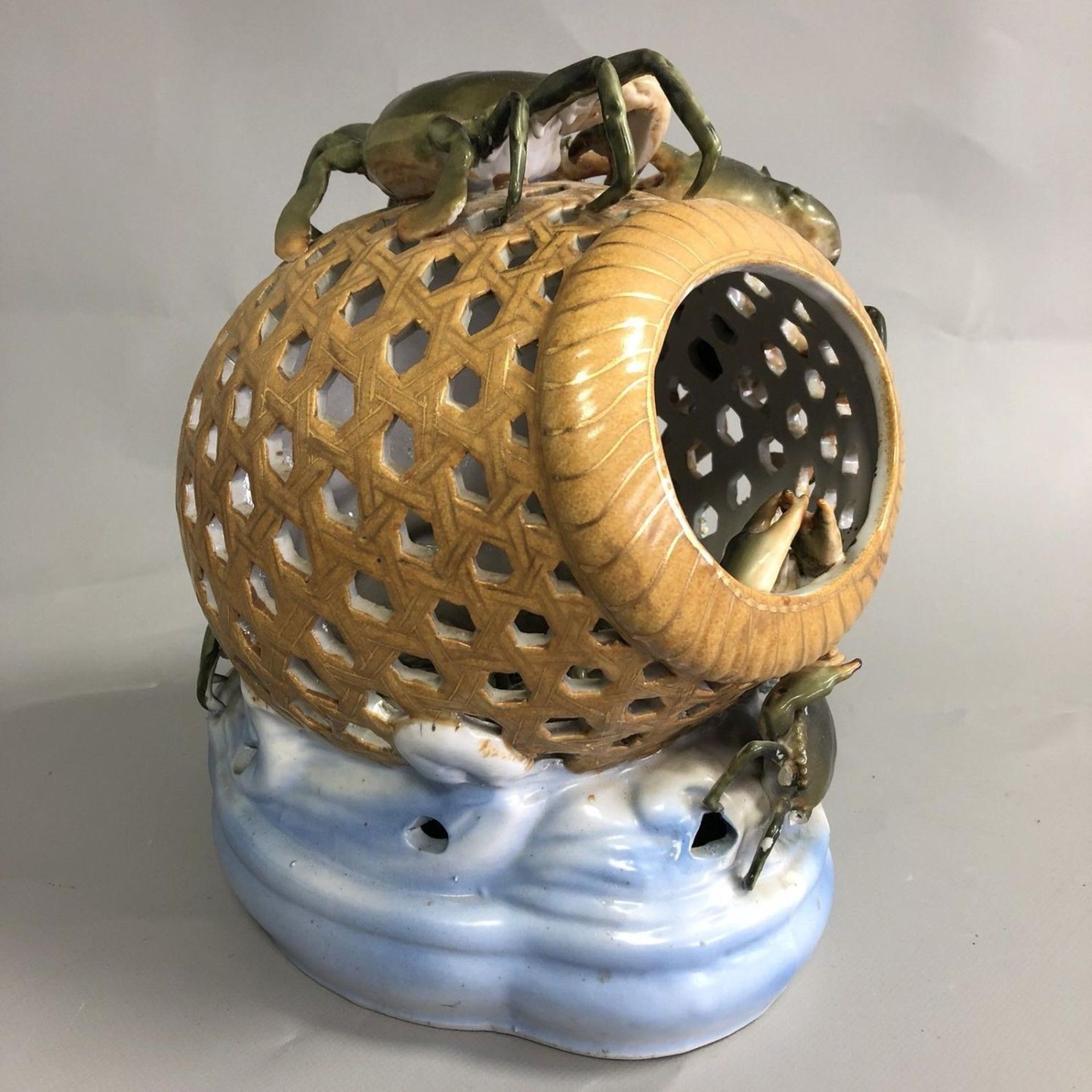 Impressive unusual vintage porcelain crab basket lobster pot figural group - Image 2 of 5