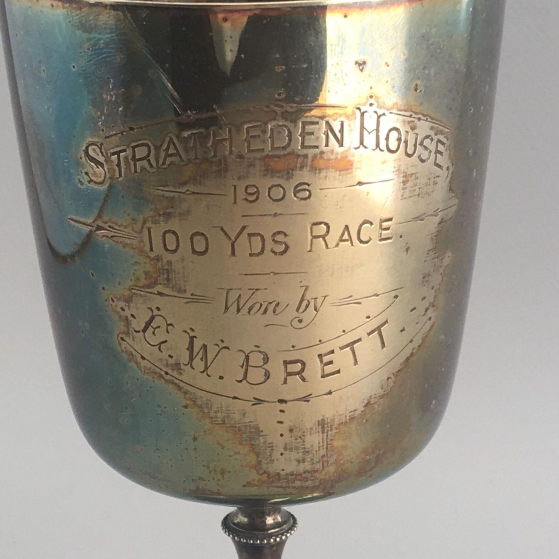 Antique Edwardian English Silver Plated Goblet - Stratheden House - 1906 - Image 2 of 3