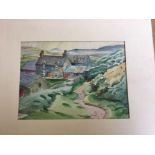 Original watercolour painting Farm Berwyn Mountains, North Wales E A Higson ARCA