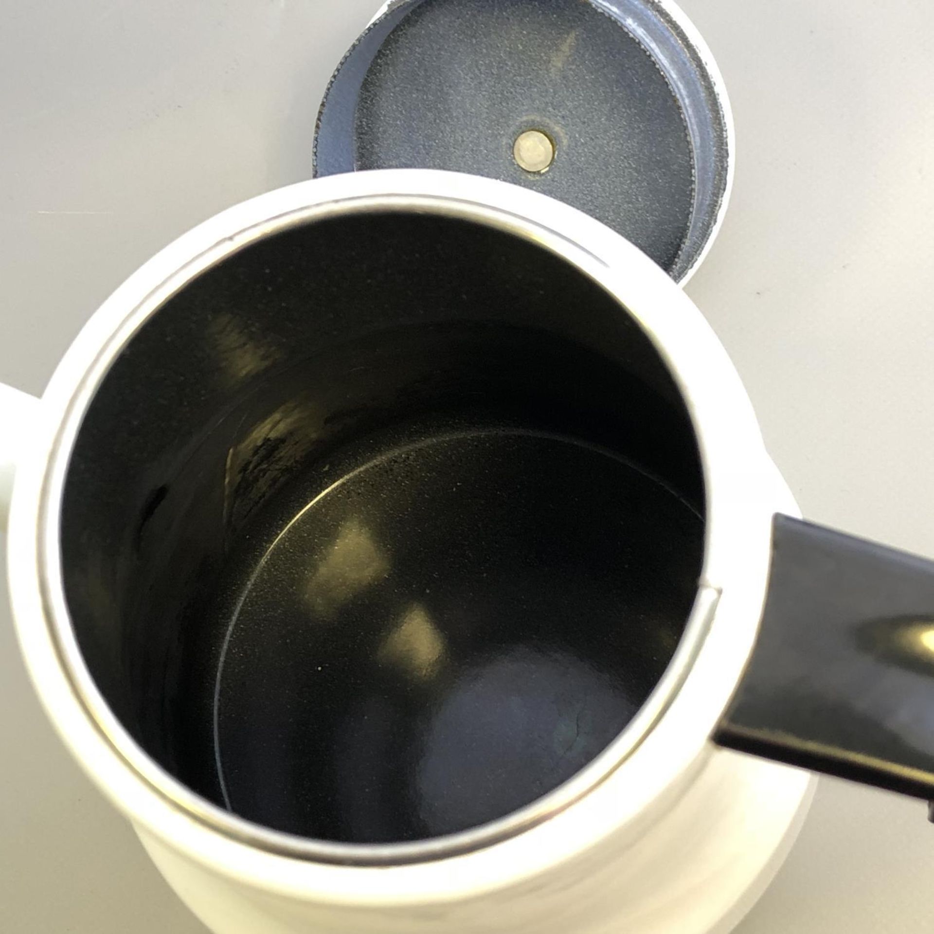 Scandinavian Design Enamel Coffee Pot - Unmarked - Black & White Retro Kitchen - Image 3 of 5