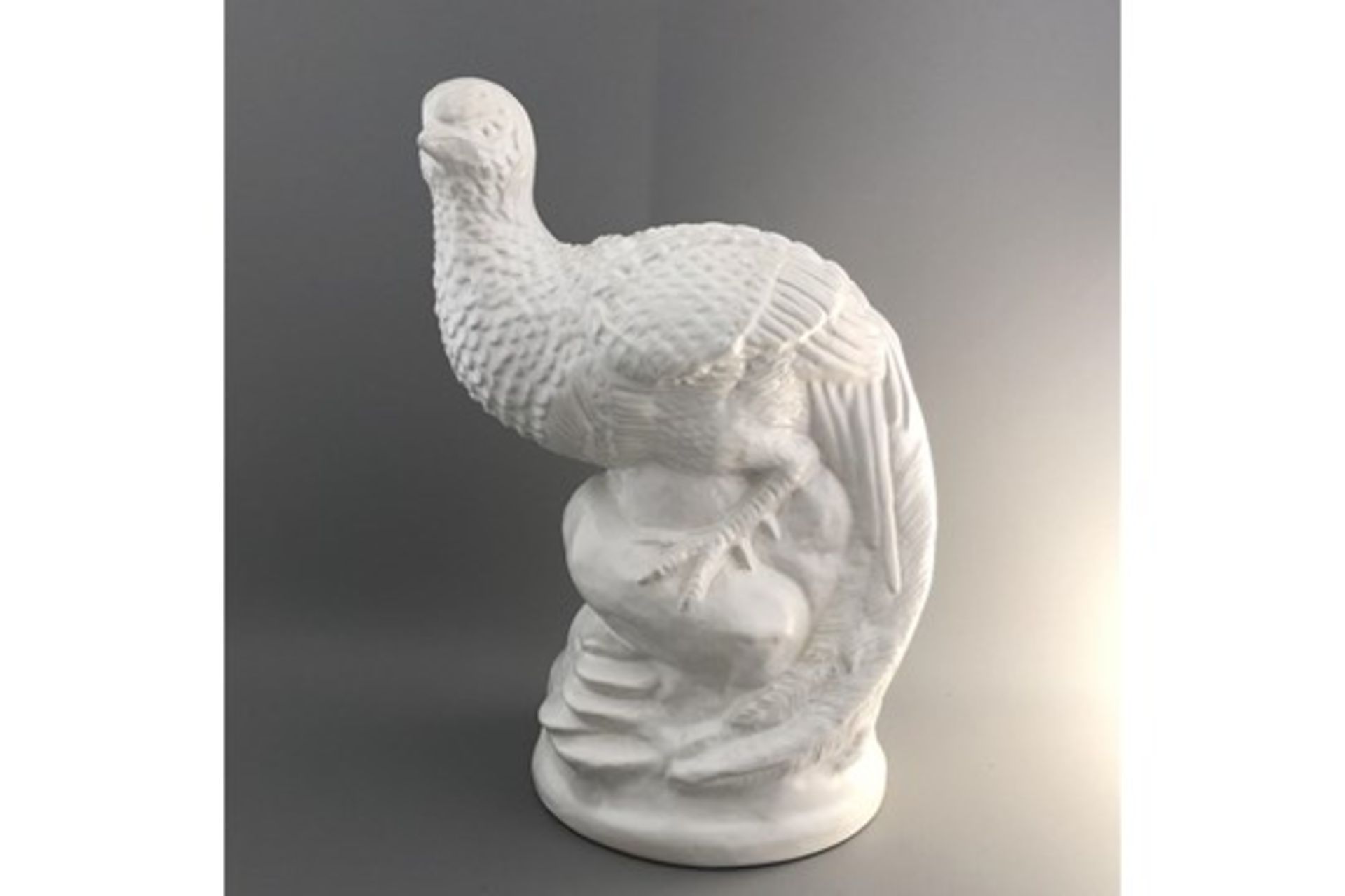 Large Vintage signed Tingewick Pottery Pheasant Bird Statue - White Glazed
