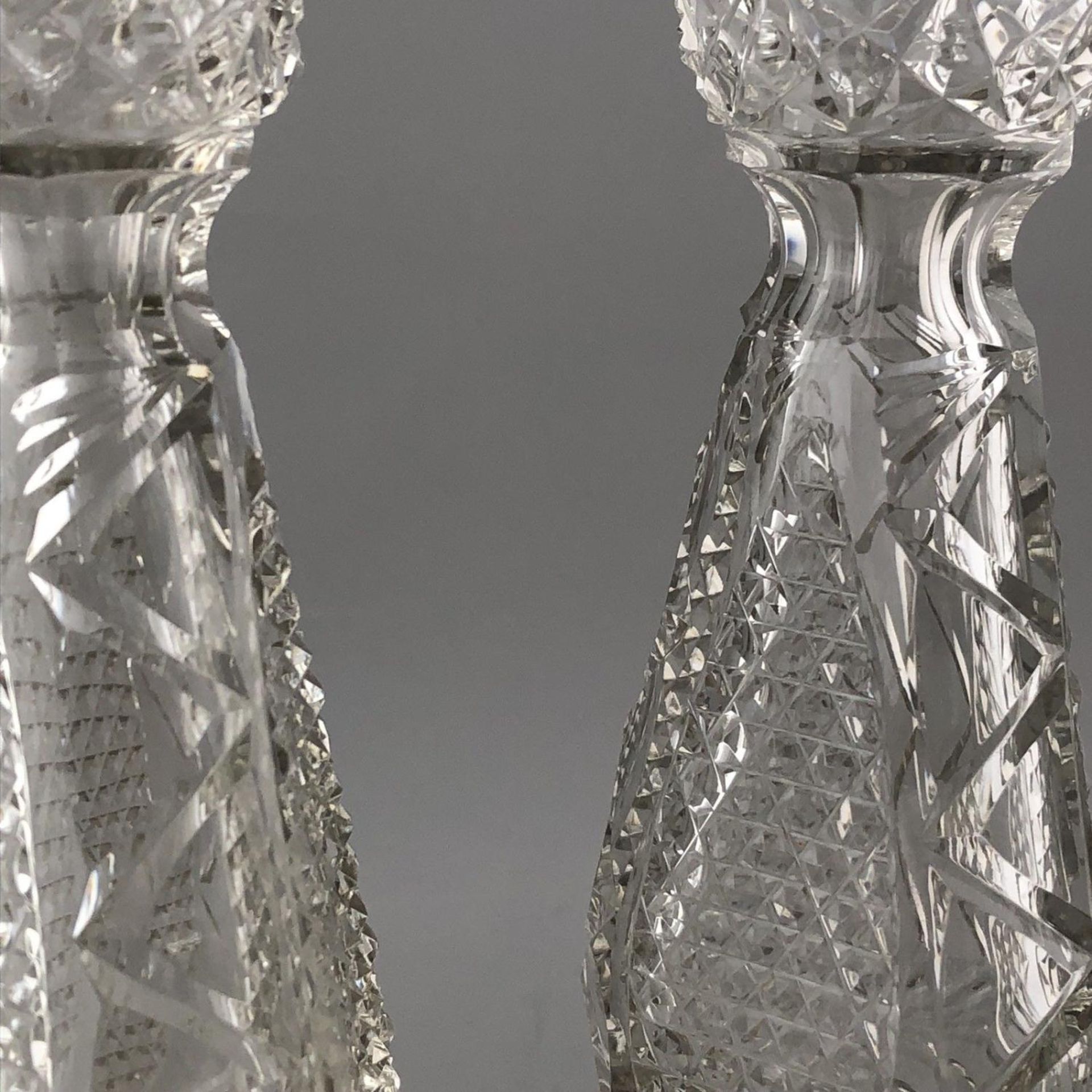 Pair of George V Silver Mounted Crystal Stem Vases - Hallmarked Birmingham 1915 - Image 5 of 5