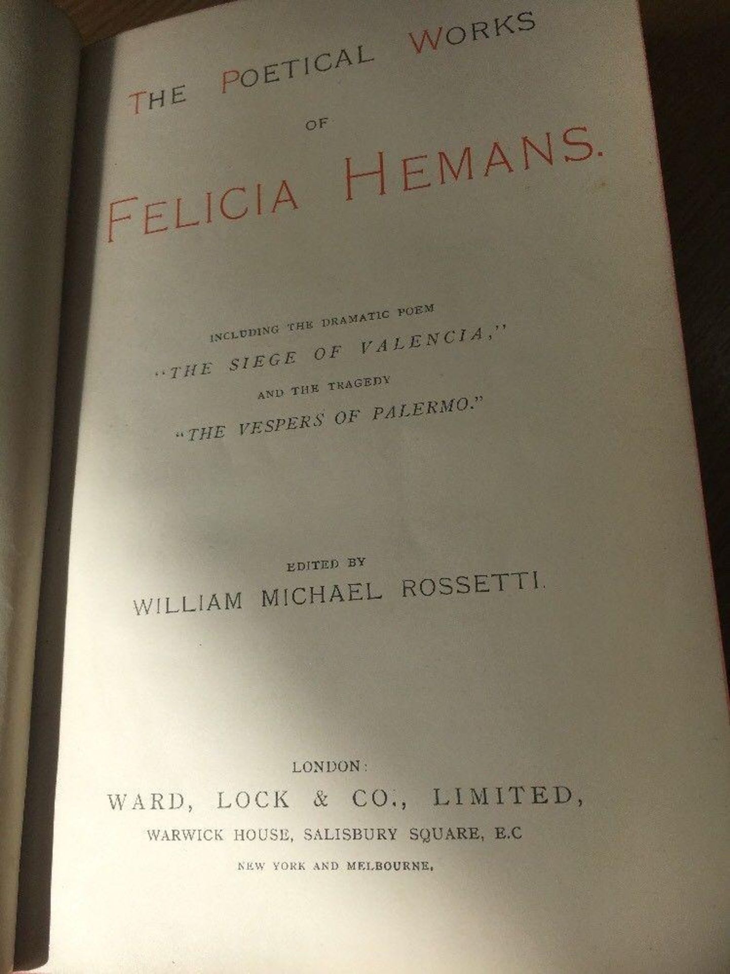 Antique Poetry The Poetical Works of Mrs Felicia Hemans Edited by W M Rossetti - Image 2 of 2