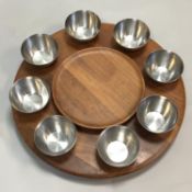 Large Wooden Lazy Susan with stainless steel bowls - Digsmed - Denmark