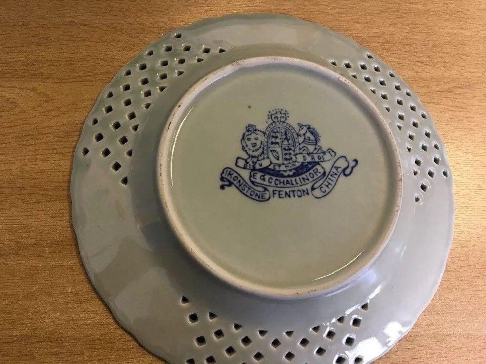 Antique 19thC Dish Edward & Charles Challinor Blue White Transferware 1800s - Image 2 of 2