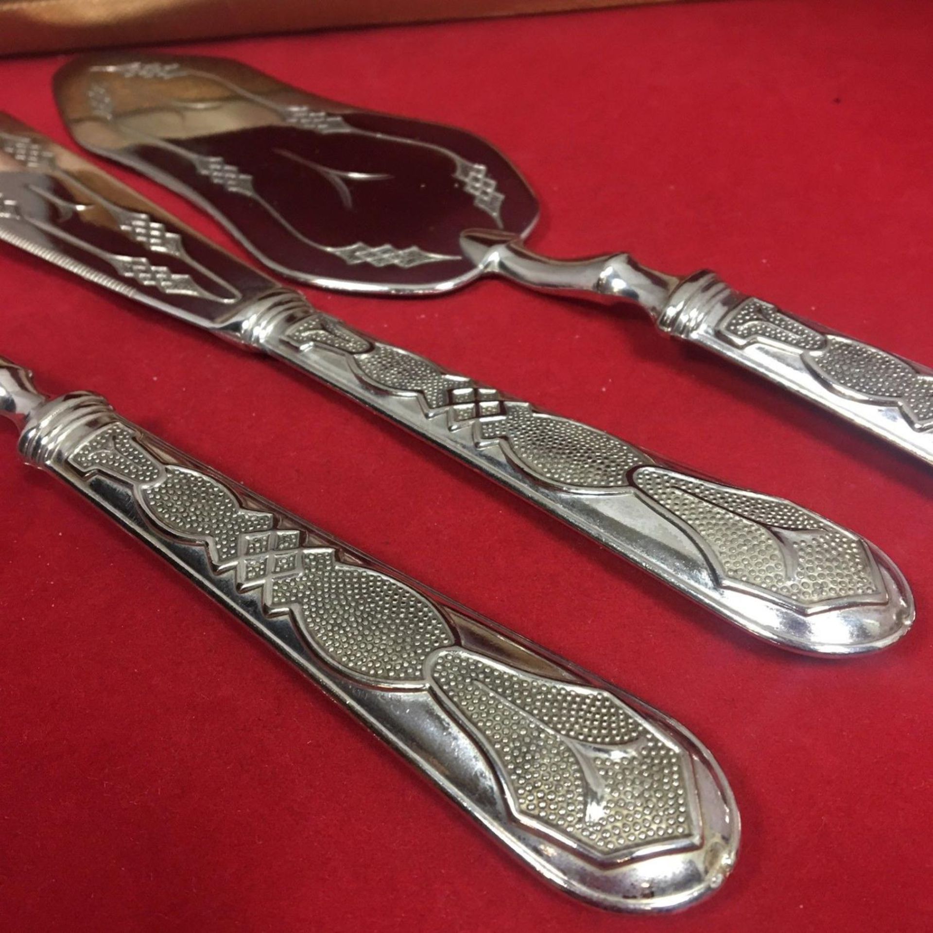 Art Nouveau Classic Continental Silver (Marked 800) Cake Serving Cutlery Set - Image 4 of 5