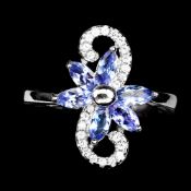 Marquise Cut Top Blue Violet Colour Tanzanite Ring.