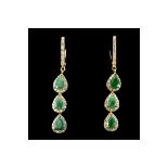 Gorgeous Pear Cut Rich Green Natural Brazilian Emerald Gemstones (6) Earrings, Bespoke.