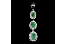 Gorgeous Oval Cut Rich Green Natural Brazilian Emerald Gemstone Pendant, Bespoke - Unique.