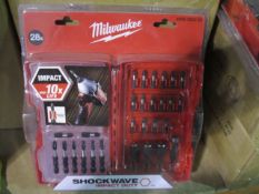 Brand new Milwaukee 28pc Shockwave Generation 2 drill bit driver set - new and sealed rrp £34.99 .