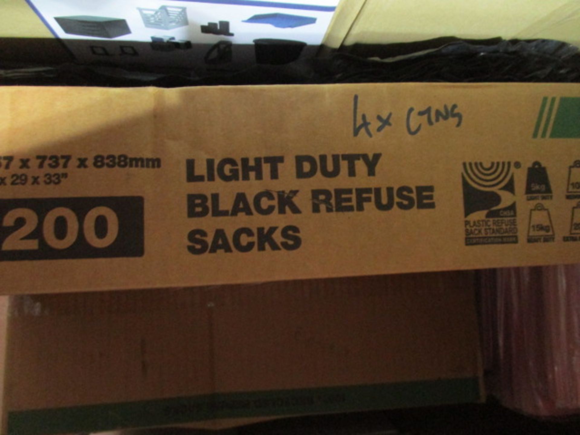 4 x cartons of Light duty Refuse sacks - 200pcs per carton