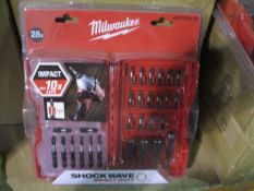 Brand new Milwaukee 28pc Shockwave Generation 2 drill bit driver set - new and sealed rrp £34.99 .