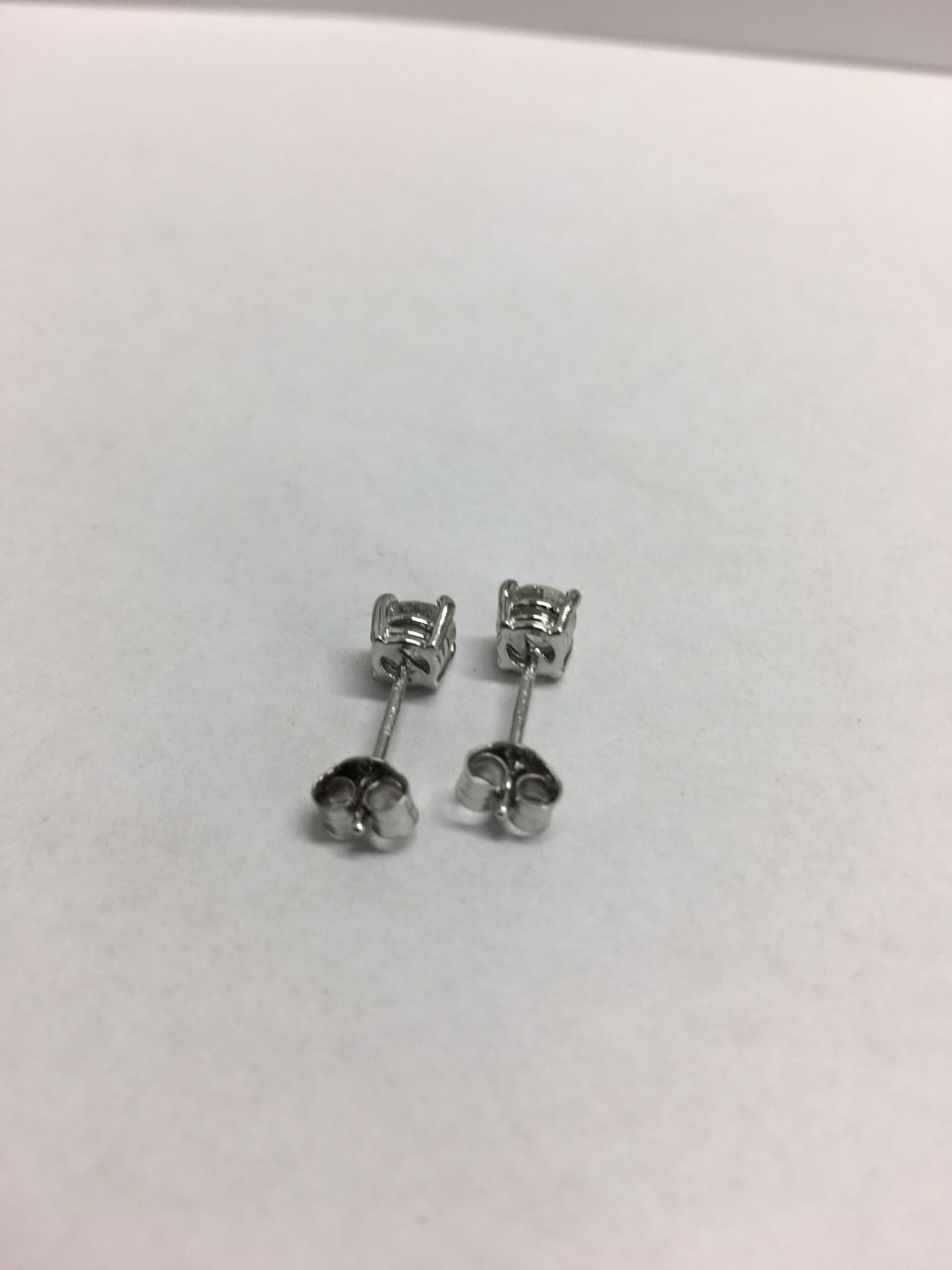 1.00ct Solitaire diamond stud earrings set with brilliant cut diamonds, i1 clarity and I colour. Set - Image 3 of 5