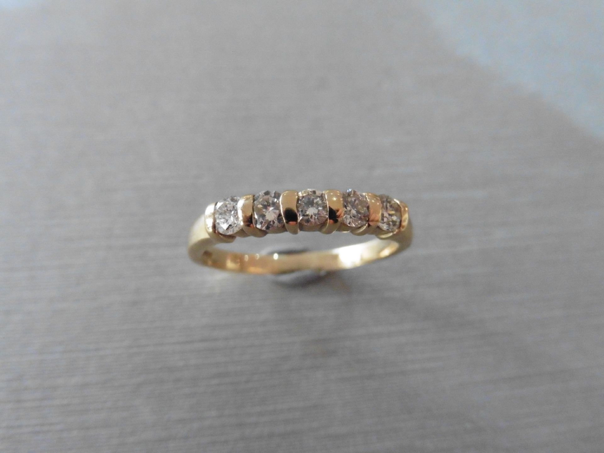 0.50ct diamond five stone ring set in 9ct yellow gold. Brilliant cut diamonds, I colour and si2 - Image 3 of 3