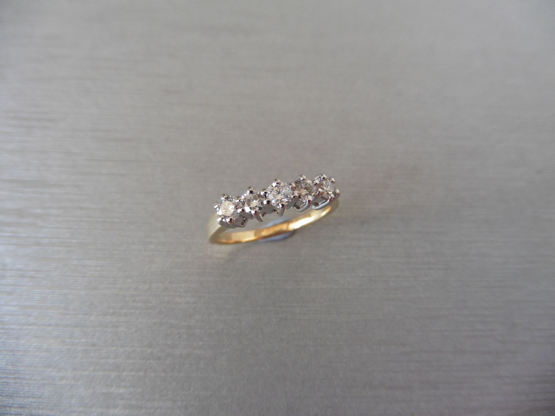 0.50ct Diamond five stone ring set with five brilliant cut diamonds. H/I colour and SI3 clarity. The