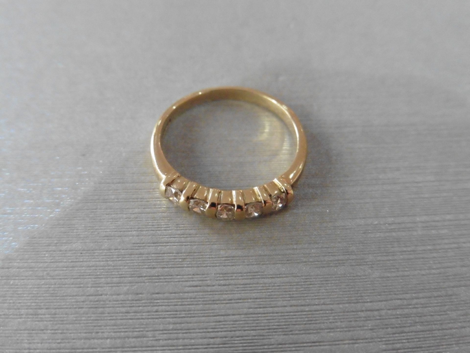 0.50ct diamond five stone ring set in 9ct yellow gold. Brilliant cut diamonds, I colour and si2 - Image 2 of 3