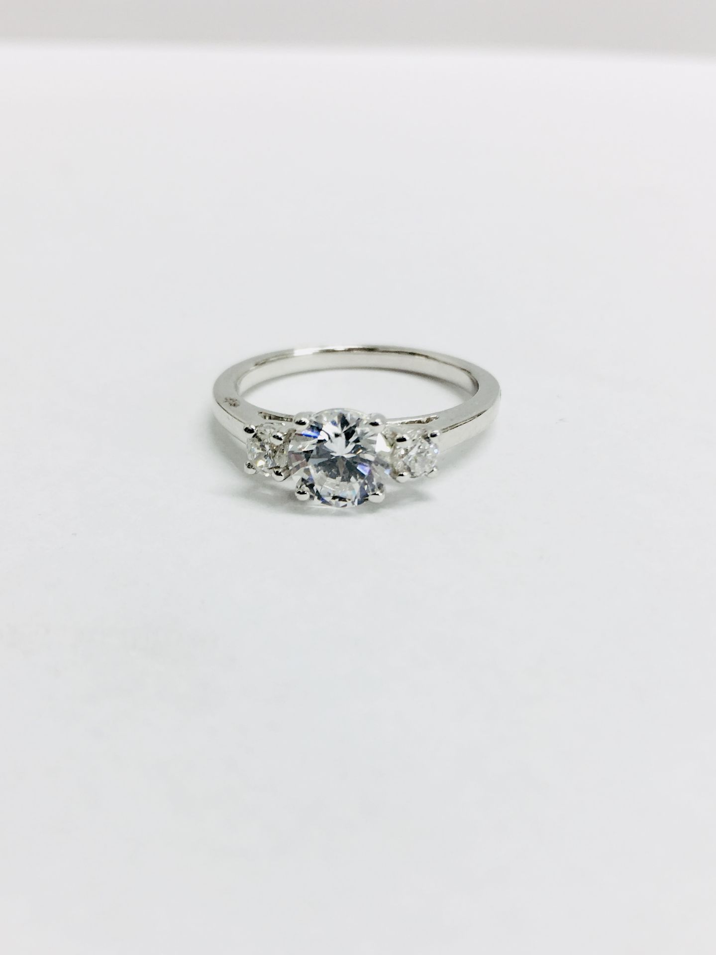 Platinum diamond three stone Ring,0.50ct brilliant cut diamond centre vs clarity h colour,two 0.10ct - Image 2 of 5