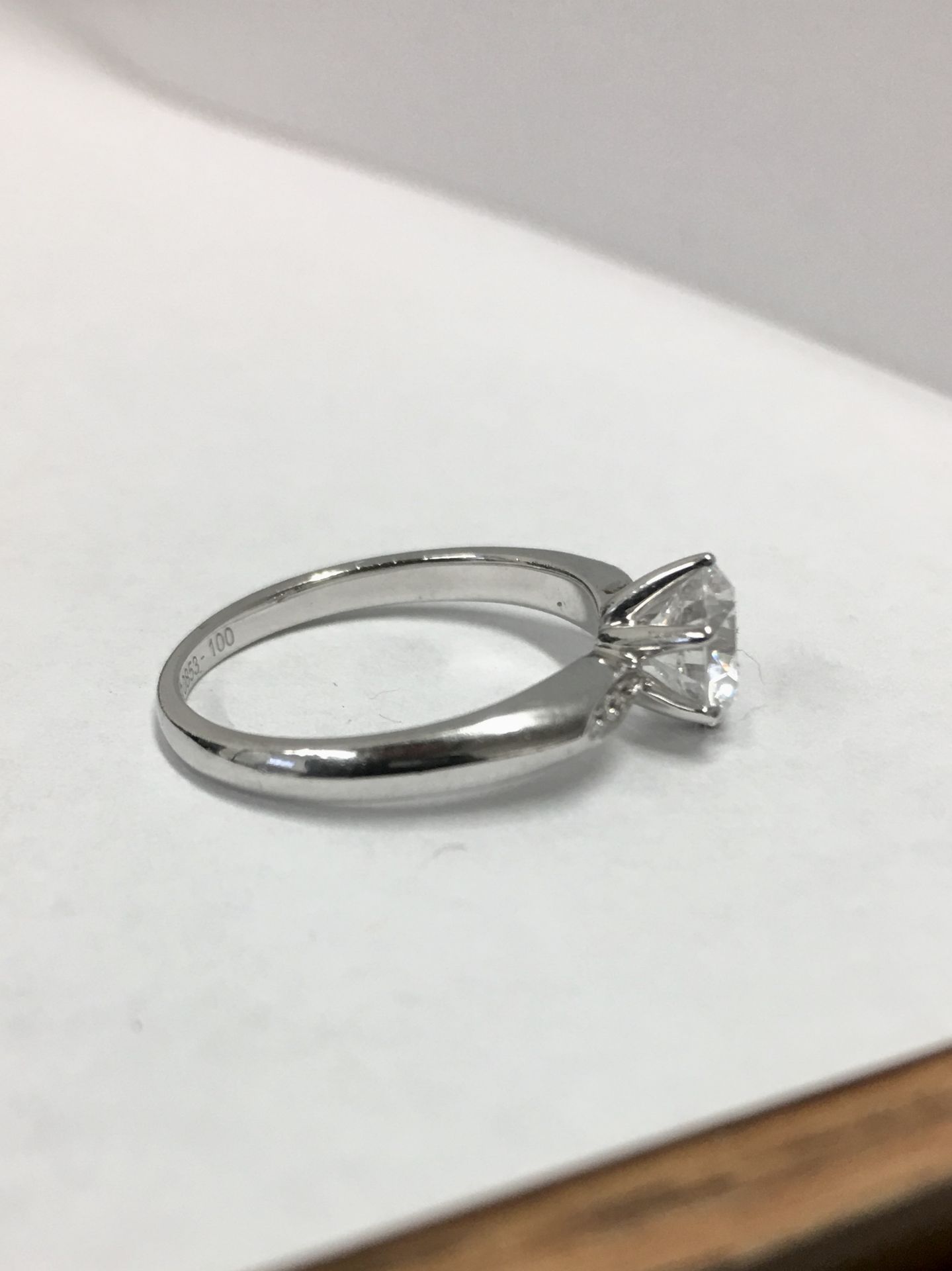 Platinum diamond solitaire ring,0.50ct brilliant cut diamond h colour vs clarity(clarity enhanced), - Bild 2 aus 4