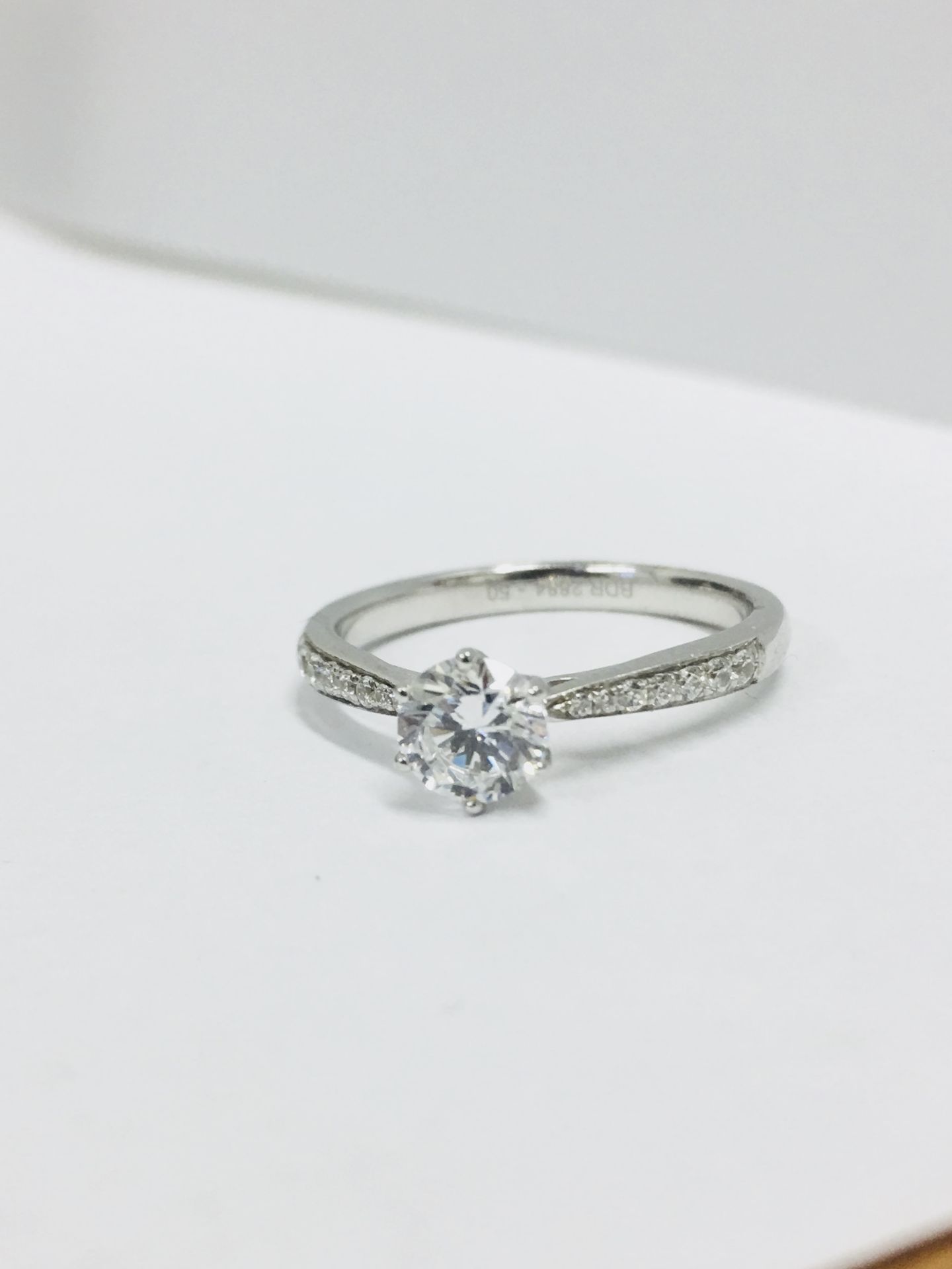 Platinum diamond solitaire ring,050ct brilliant cut diamond h colour vs clarity(clarity enhanced),